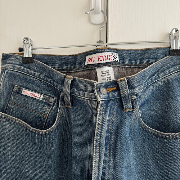 Y2k RAW EDGE Wide Leg Baggy Denim Carpenter Jeans 36x30 - Picture 2 of 3